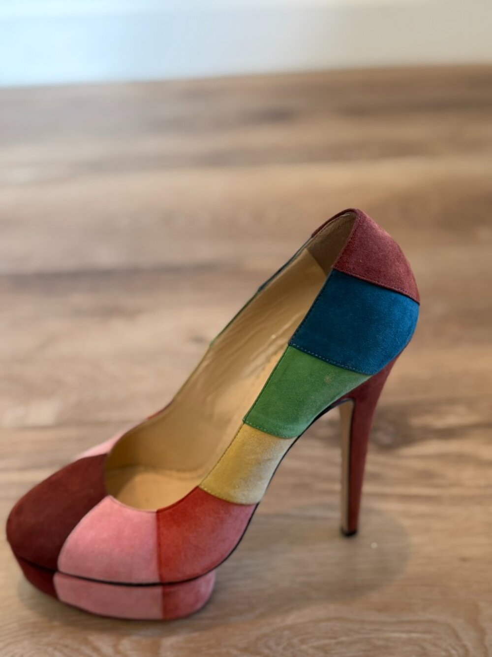 Charlotte Olympia Rainbow Suede Patchwork Pumps - Size 40 - Picture 4 of 10